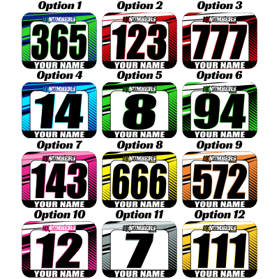 Race Numbers with Name - Clean Lines Design - MxNumbers