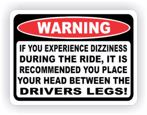 Dizziness During Ride Warning Decal - MxNumbers