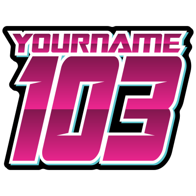 Multicolored Race Numbers with Name -Printed & Laminated- Drop Shadow Design - MxNumbers