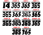 Single Color Race Number Decals With Name