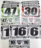 Road Rash Design Rectangle Race Number Graphics with Name