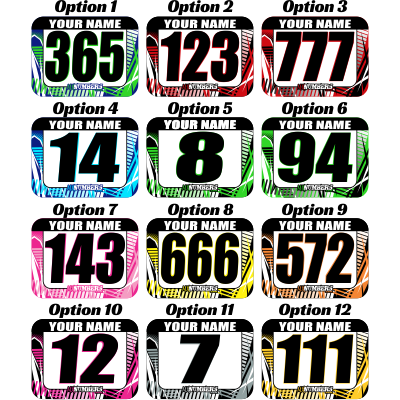 Race Numbers with Name -Road Rash Design - MxNumbers