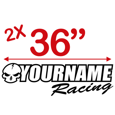 Skull with Custom Text Racing Graphic Decal Single Color - MxNumbers