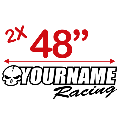 Skull with Custom Text Racing Graphic Decal Single Color - MxNumbers