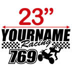 Custom Name or Text with Race Flag, Number & MX Silhouette Graphic Single Color - MxNumbers