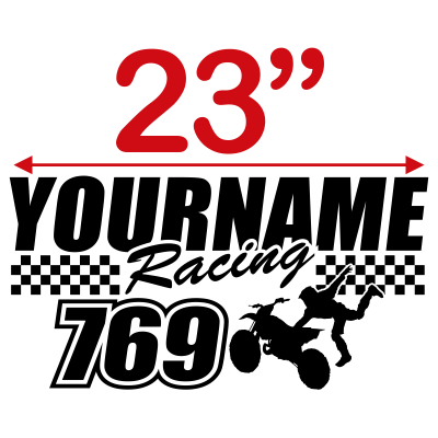 Custom Name or Text with Race Flag, Number & MX Silhouette Graphic Single Color - MxNumbers