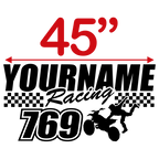 Custom Name or Text with Race Flag, Number & MX Silhouette Graphic Single Color - MxNumbers