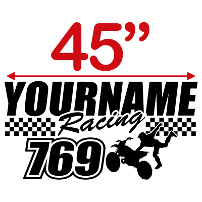 Custom Name or Text with Race Flag, Number & MX Silhouette Graphic Single Color - MxNumbers