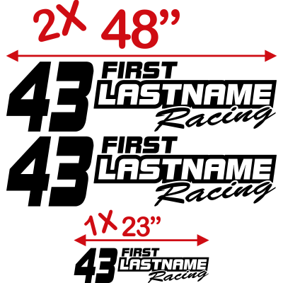 Custom Your Text & Number Racing Graphics in Single Color - MxNumbers