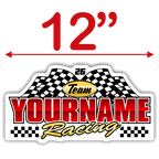 Team Your Name Racing with Number and Checkered Flag Decals - MxNumbers