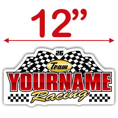 Team Your Name Racing with Number and Checkered Flag Decals - MxNumbers