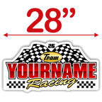 Team Your Name Racing with Number and Checkered Flag Decals - MxNumbers
