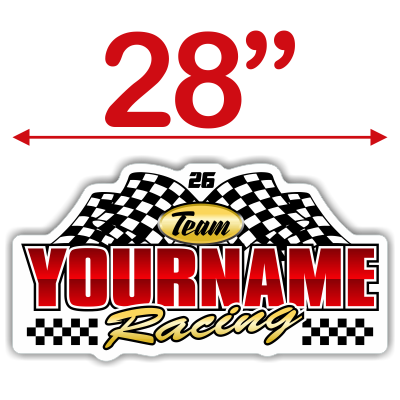Team Your Name Racing with Number and Checkered Flag Decals - MxNumbers