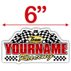 Team Your Name Racing with Number and Checkered Flag Decals - MxNumbers