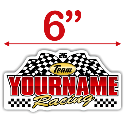 Team Your Name Racing with Number and Checkered Flag Decals - MxNumbers