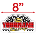 Team Your Name Racing with Number and Checkered Flag Decals - MxNumbers