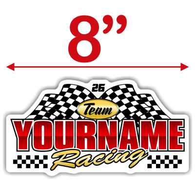 Team Your Name Racing with Number and Checkered Flag Decals - MxNumbers