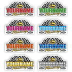 Team Your Name Racing with Number and Checkered Flag Decals - MxNumbers