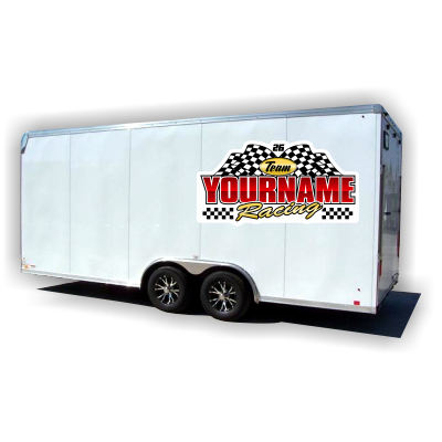 Team Your Name Racing with Number and Checkered Flag Decals - MxNumbers