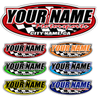 Custom Your Team Name Motorsports Oval Decals - MxNumbers
