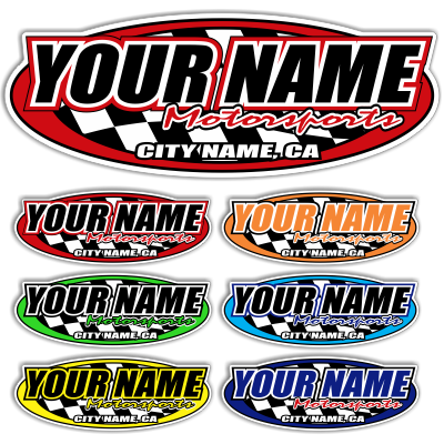 Custom Your Team Name Motorsports Oval Decals - MxNumbers