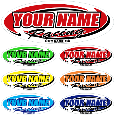 Custom Your Team Name Racing Oval Decals - MxNumbers