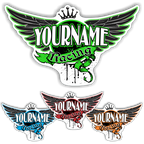 Custom Your Name Racing Trailer Decals with Wings and Crown - MxNumbers