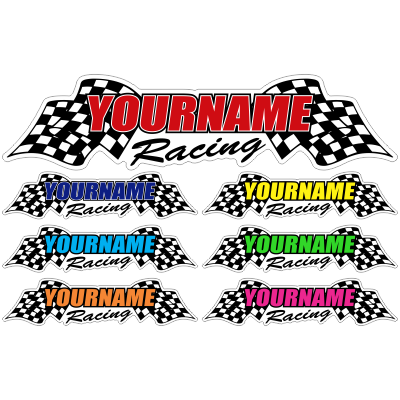 Custom Your Name Racing with Flags Trailer Decals - MxNumbers
