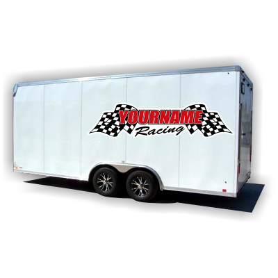 Custom Your Name Racing with Flags Trailer Decals - MxNumbers