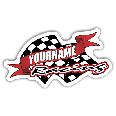 Custom Your Name Racing Trailer Decals with Checkered Flag -Stickers ...