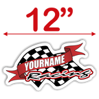 Custom Your Name Racing Trailer Decals with Checkered Flag - MxNumbers