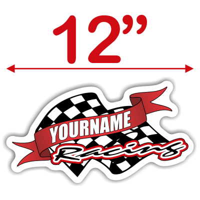 Custom Your Name Racing Trailer Decals with Checkered Flag - MxNumbers