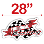 Custom Your Name Racing Trailer Decals with Checkered Flag - MxNumbers