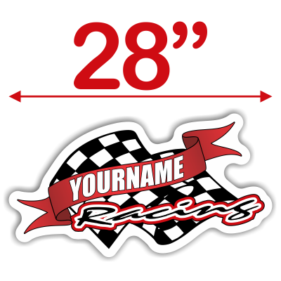 Custom Your Name Racing Trailer Decals with Checkered Flag - MxNumbers