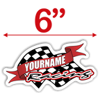 Custom Your Name Racing Trailer Decals with Checkered Flag - MxNumbers