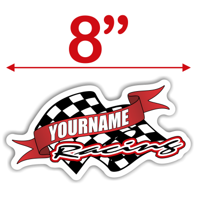 Custom Your Name Racing Trailer Decals with Checkered Flag - MxNumbers