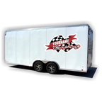 Custom Your Name Racing Trailer Decals with Checkered Flag - MxNumbers