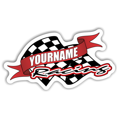 Custom Your Name Racing Trailer Decals with Checkered Flag - MxNumbers