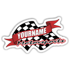 Custom Your Name Motorsports Trailer Decals with Checkered Flag - MxNumbers