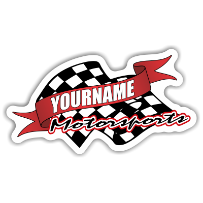 Custom Your Name Motorsports Trailer Decals with Checkered Flag - MxNumbers