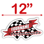 Custom Your Name Motorsports Trailer Decals with Checkered Flag - MxNumbers