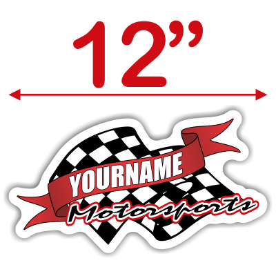 Custom Your Name Motorsports Trailer Decals with Checkered Flag - MxNumbers