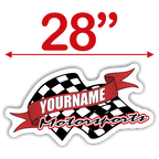 Custom Your Name Motorsports Trailer Decals with Checkered Flag - MxNumbers