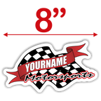 Custom Your Name Motorsports Trailer Decals with Checkered Flag - MxNumbers