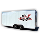 Custom Your Name Motorsports Trailer Decals with Checkered Flag - MxNumbers
