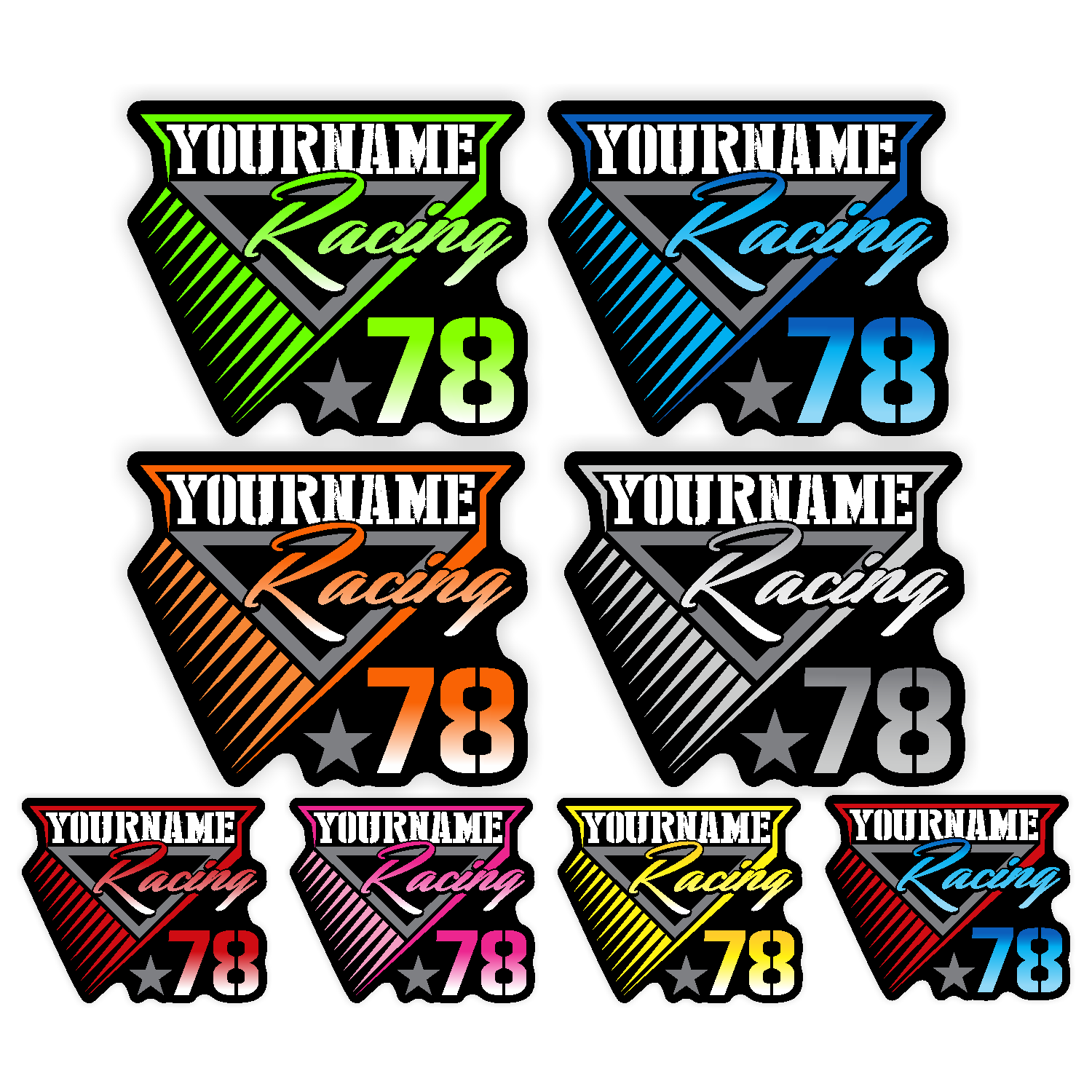 Custom Your Name Racing Decals with Race Number