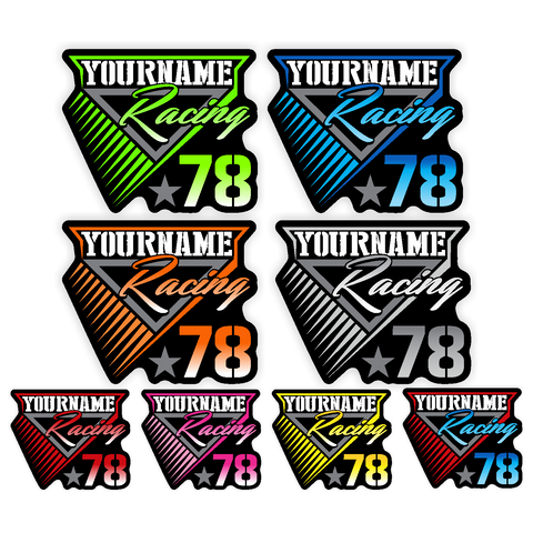 Custom Your Name Racing Decals with Race Number