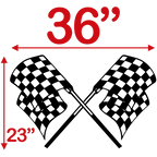Crossed Race Flags Decal Graphic in a Single Color - MxNumbers