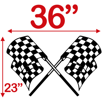 Crossed Race Flags Decal Graphic in a Single Color - MxNumbers