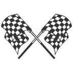 Crossed Race Flags Decal Graphic in a Single Color - MxNumbers